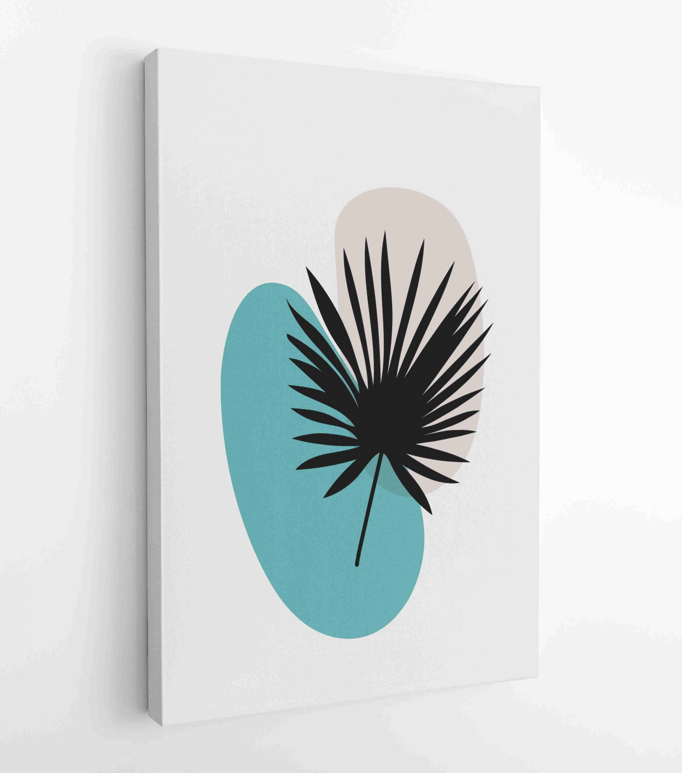 Botanische muur kunst vector set. Gebladerte lijntekeningen met abstracte vorm. 2 - Moderne schilderijen – Verticaal – 1857714892
